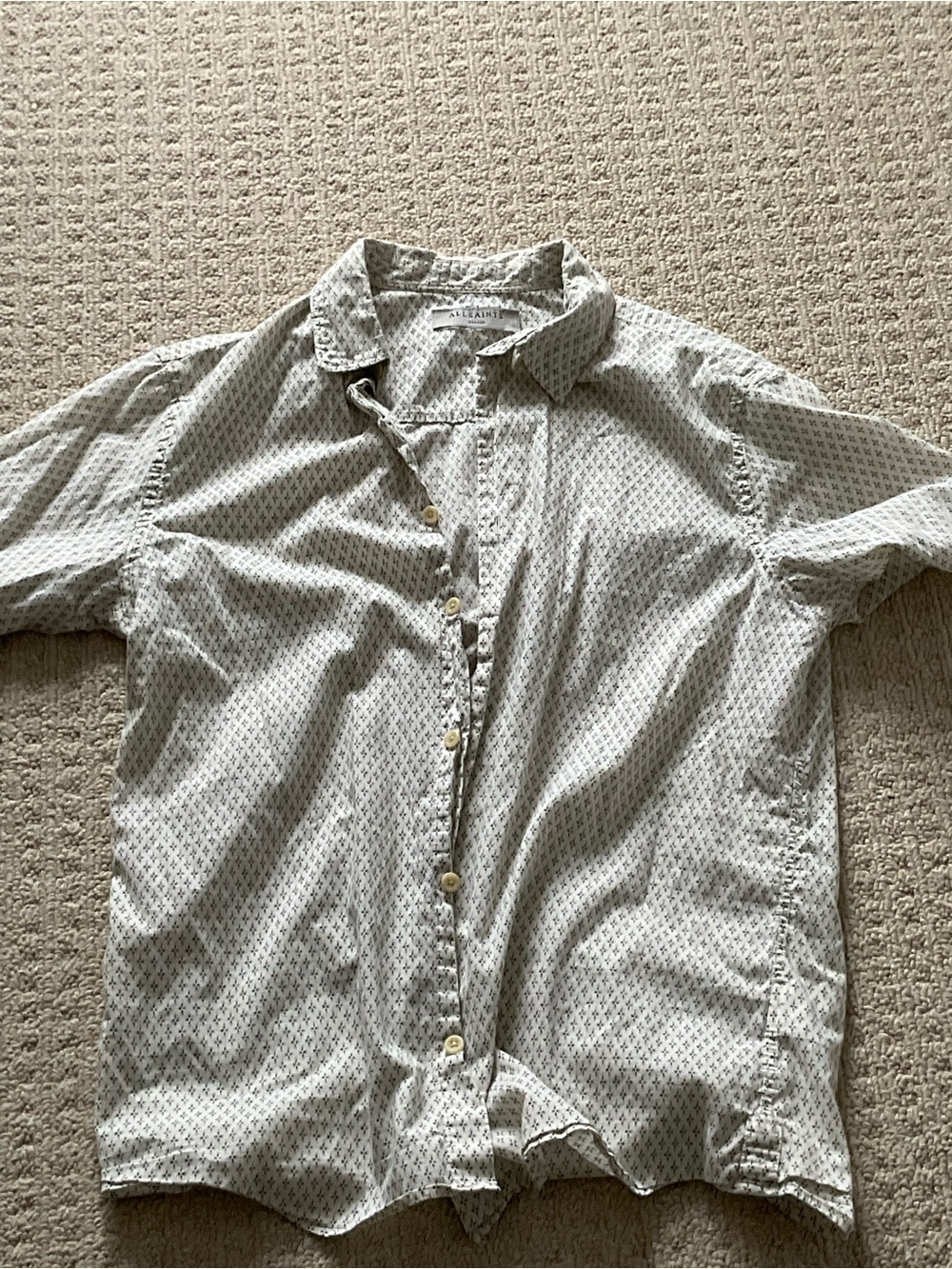 AllSaints Men's Light Gray Printed Short-Sleeve Button-Down Shirt